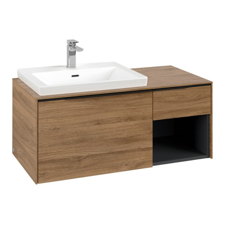 V&B Beck. Sous-meuble lavabo Subway 3.0 100,1x42,25x51,6cm, gauche, blanc mat/bois clair