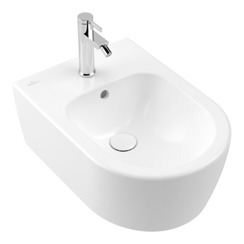 V&B Bidet mural AVENTO 37x53 cm, 1 trou, avec trop-plein, blanc pierre C-plus