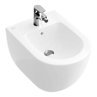 V&B Bidet mural Subway 2.0 compact 35,5x48 cm, 1 trou robinet, trop-plein, blanc C-plus