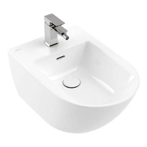 V&B Bidet mural Subway 3.0 37,5x56 cm, 1 robinet, avec trop-plein, blanc C-plus