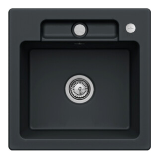 V&B bündige Spüle Siluet 50 S Flat m Abl.garn, Exzenter, pure black
