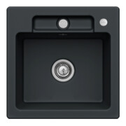 V&B bündige Spüle Siluet 50 S Flat m Abl.garn, Exzenter, pure black
