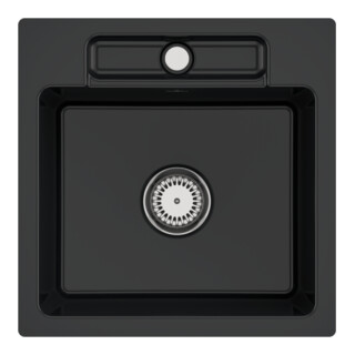 V&B bündige Spüle Siluet 50 S Flat m Abl.garn, Handbetätigung, pure black