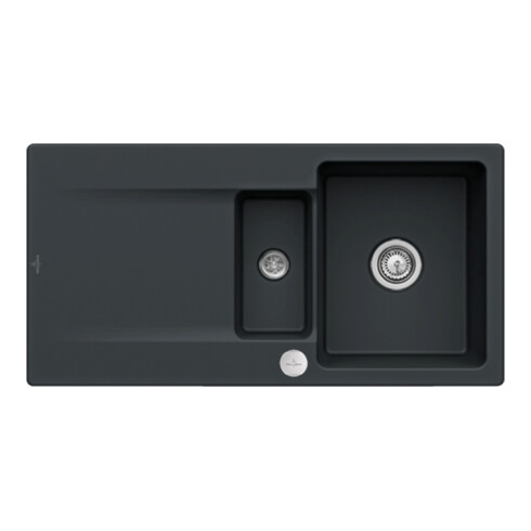 V&B bündige Spüle Siluet 60 R Flat m Abl.garn, Exzenter, pure black