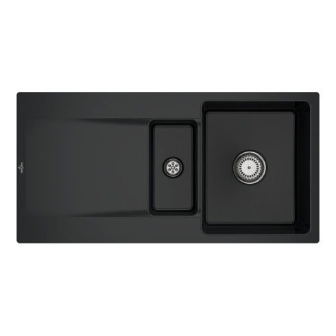 V&B bündige Spüle Siluet 60 R Flat m Abl.garn, Handbetätigung, pure black