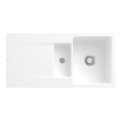 V&B bündige Spüle Siluet 60 R Flat m Abl.garn, Handbetätigung, stone white