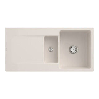 V&B bündige Spüle Siluet 60 R Flat m Ablaufgarnitur, Handbetätigung, crema