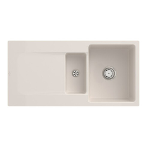 V&B bündige Spüle Siluet 60 R Flat m Ablaufgarnitur, Handbetätigung, crema