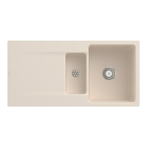 V&B bündige Spüle Siluet 60 R Flat m Ablaufgarnitur, Handbetätigung, ivory