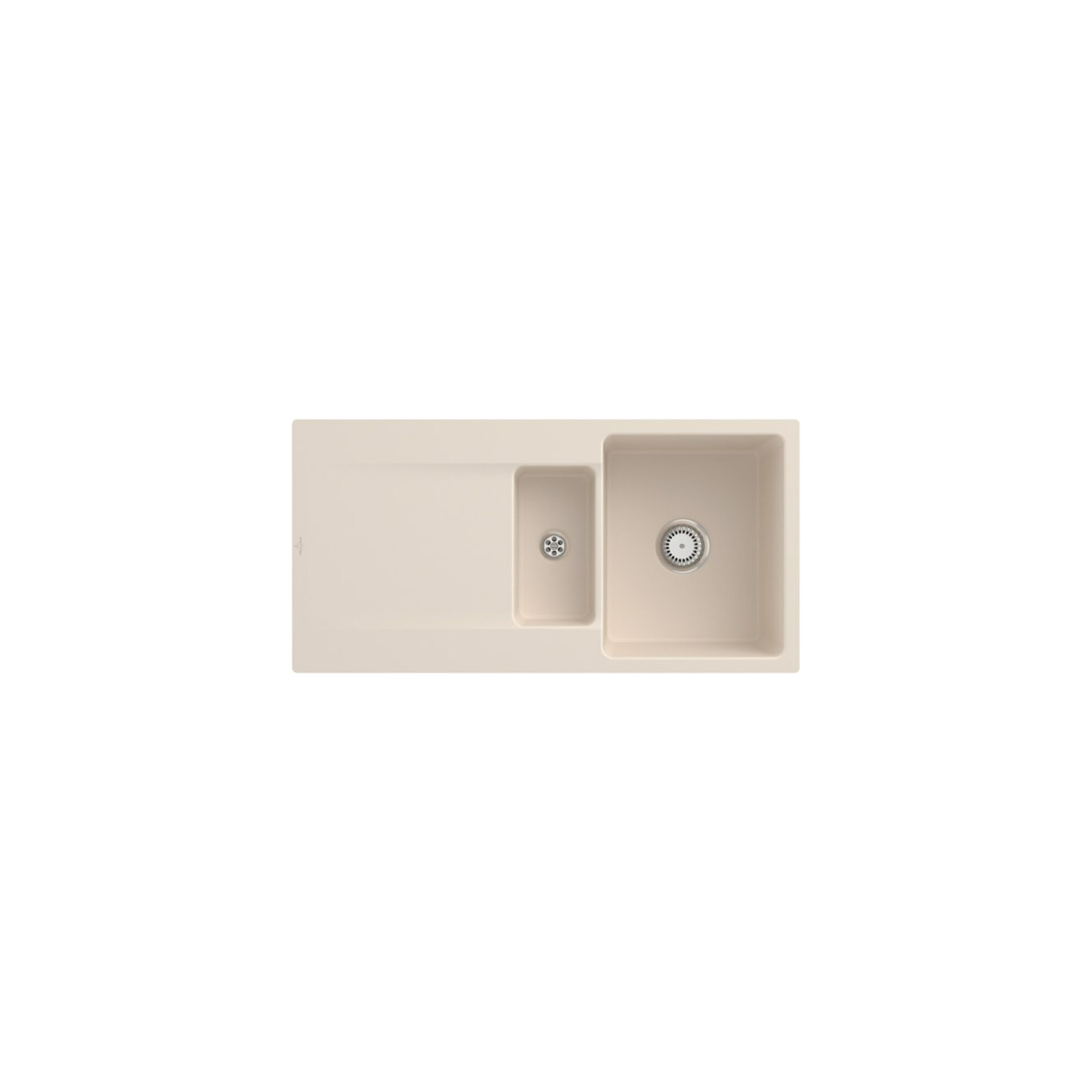 V&B bündige Spüle Siluet 60 R Flat m Ablaufgarnitur, Handbetätigung, ivory ; Villeroy & Boch