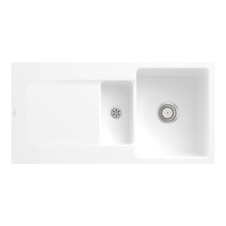 V&B bündige Spüle Siluet 60 R Flat mit Ablaufgarnitur, Handbetätigung, weiß