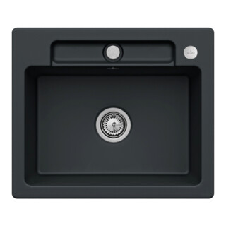 V&B bündige Spüle Siluet 60 S Flat m Abl.garn, Exzenter, pure black