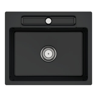 V&B bündige Spüle Siluet 60 S Flat m Abl.garn, Handbetätigung, pure black