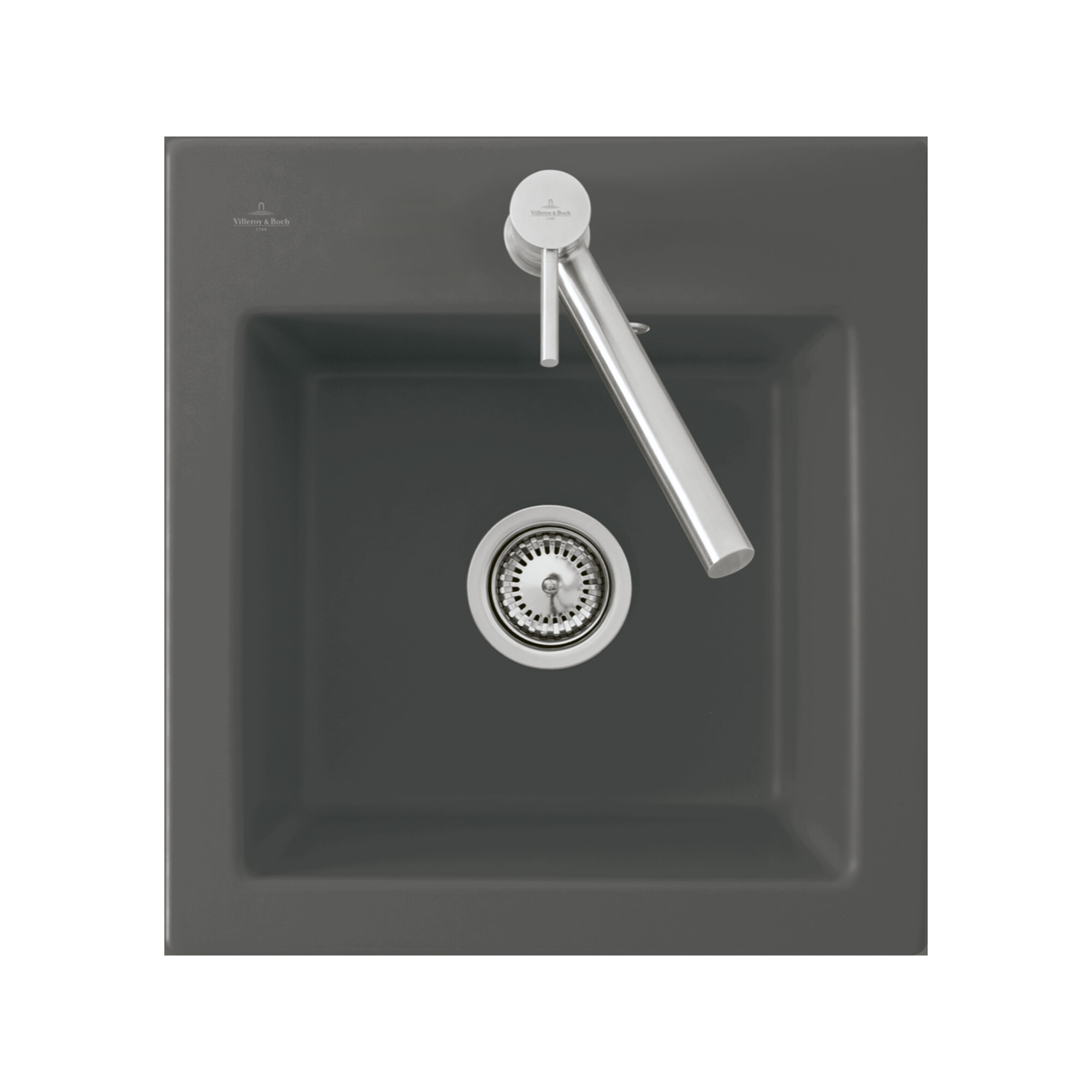 V&B bündige Spüle Subway 45 XS Flat m Abl.garn, Exzenter, pure black ; Villeroy & Boch