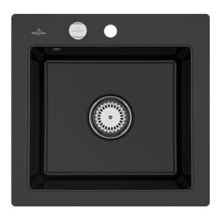 V&B bündige Spüle Subway 50 S Flat m Abl.garn, Exzenter, pure black