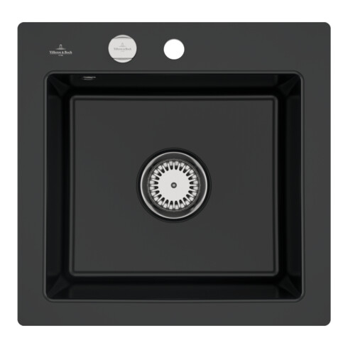 V&B bündige Spüle Subway 50 S Flat m Abl.garn, Exzenter, pure black