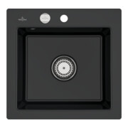 V&B bündige Spüle Subway 50 S Flat m Abl.garn, Exzenter, pure black