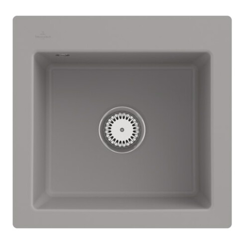 V&B bündige Spüle Subway 50 S Flat m Ablaufgarnitur, Handbetätigung, fossil