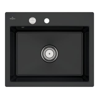 V&B bündige Spüle Subway 60 S Flat m Abl.garn, Exzenter, pure black