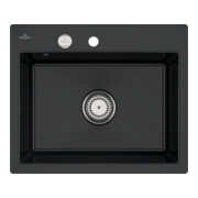 V&B bündige Spüle Subway 60 S Flat m Abl.garn, Exzenter, pure black