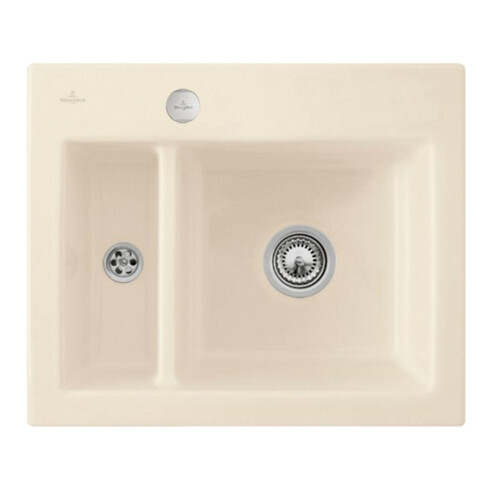 V&B bündige Spüle Subway 60 XM Flat m Abl.garn, Excenterbetätigung, ivory