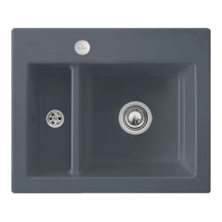 V&B bündige Spüle Subway 60 XM Flat m Abl.garn, Exzenter, pure black