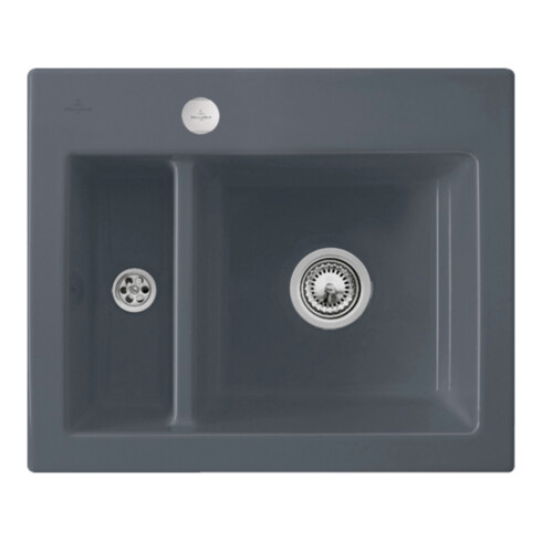 V&B bündige Spüle Subway 60 XM Flat m Abl.garn, Exzenter, pure black