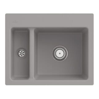 V&B bündige Spüle Subway 60 XM Flat m Ablaufgarnitur, Handbetätigung, fossil