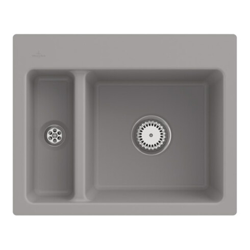 V&B bündige Spüle Subway 60 XM Flat m Ablaufgarnitur, Handbetätigung, fossil