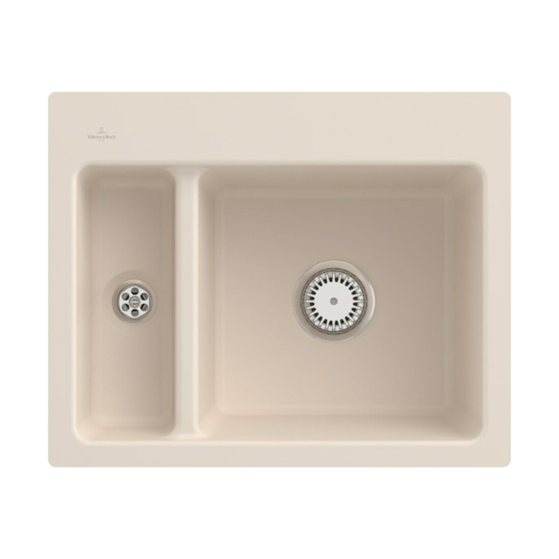 V&B bündige Spüle Subway 60 XM Flat m Ablaufgarnitur, Handbetätigung, ivory