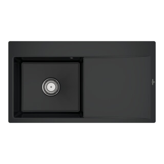 V&B bündige Spüle Subway Style 50 Flat li, m Abl.garn, Hand., pure black