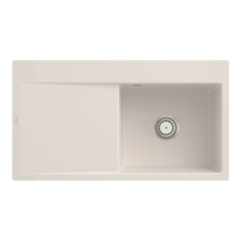 V&B bündige Spüle Subway Style 50 Flat re, m Abl.garn, Hand., crema CeramicPlus