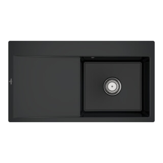 V&B bündige Spüle Subway Style 50 Flat re, m Abl.garn, Hand., pure black