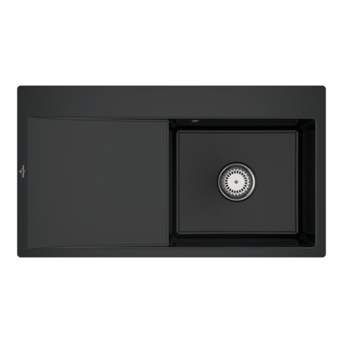 V&B bündige Spüle Subway Style 50 Flat re, m Abl.garn, Hand., pure black
