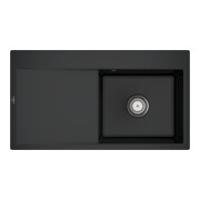 V&B bündige Spüle Subway Style 50 Flat re, m Abl.garn, Hand., pure black