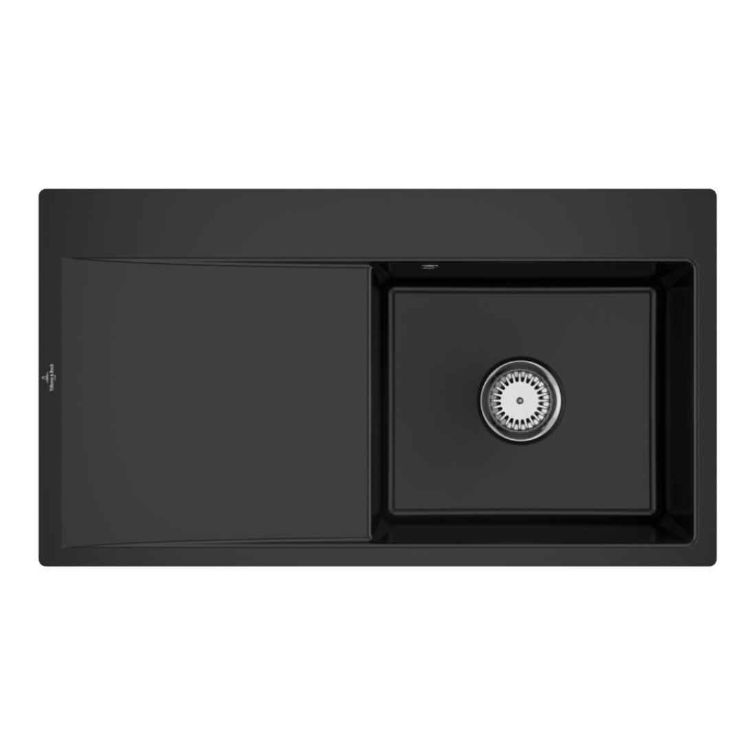 V&B bündige Spüle Subway Style 50 Flat re, m Abl.garn, Hand., pure black