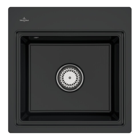 V&B bündige Spüle Subway Style 50 S Flat Gitter, re, m Abl.garn, Hand., P black