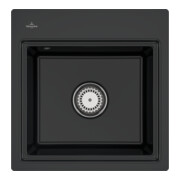 V&B bündige Spüle Subway Style 50 S Flat Gitter, re, m Abl.garn, Hand., P black