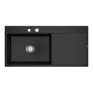 V&B bündige Spüle Subway Style 60 Flat li, m Abl.garn, Exzenter, pure black