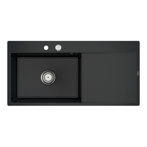 V&B bündige Spüle Subway Style 60 Flat li, m Abl.garn, Exzenter, pure black