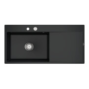 V&B bündige Spüle Subway Style 60 Flat li, m Abl.garn, Exzenter, pure black