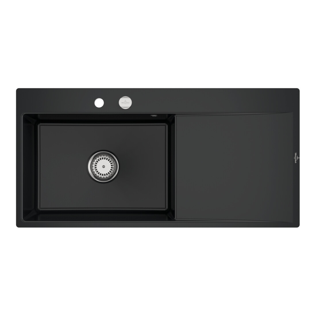 V&B bündige Spüle Subway Style 60 Flat li, m Abl.garn, Exzenter, pure black