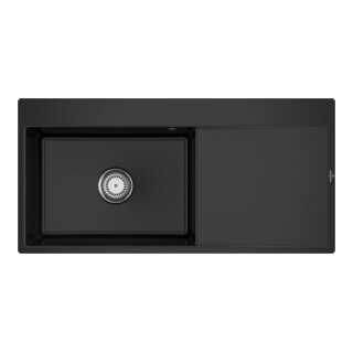 V&B bündige Spüle Subway Style 60 Flat li, m Abl.garn, Hand., pure black