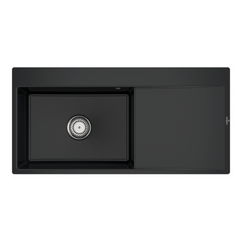 V&B bündige Spüle Subway Style 60 Flat li, m Abl.garn, Hand., pure black