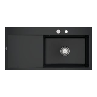 V&B bündige Spüle Subway Style 60 Flat re, m Abl.garn, Exzenter, pure black
