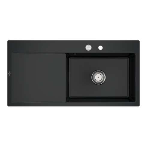 V&B bündige Spüle Subway Style 60 Flat re, m Abl.garn, Exzenter, pure black