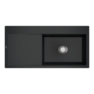 V&B bündige Spüle Subway Style 60 Flat re, m Abl.garn, Hand., pure black