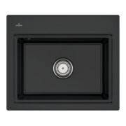 V&B bündige Spüle Subway Style 60 S Flat li, m Abl.garn, Exzenter, pure black