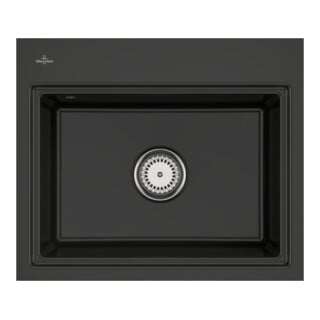 V&B bündige Spüle Subway Style 60 S Flat re, m Abl.garn, Hand., pure black