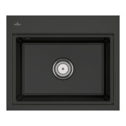 V&B bündige Spüle Subway Style 60 S Flat re, m Abl.garn, Hand., pure black